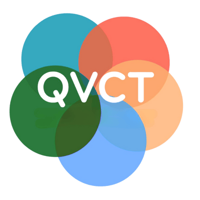 Logo QVCT avec cercles colorés
